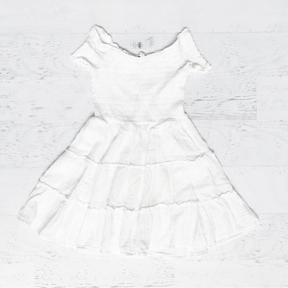 NWT White American Eagle Sundress X Small Off Shoulder Smocked Gauze - Picture 4 of 5